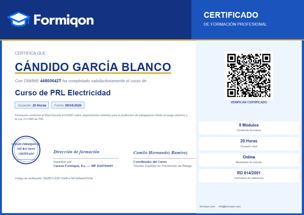 PRL de electricista
